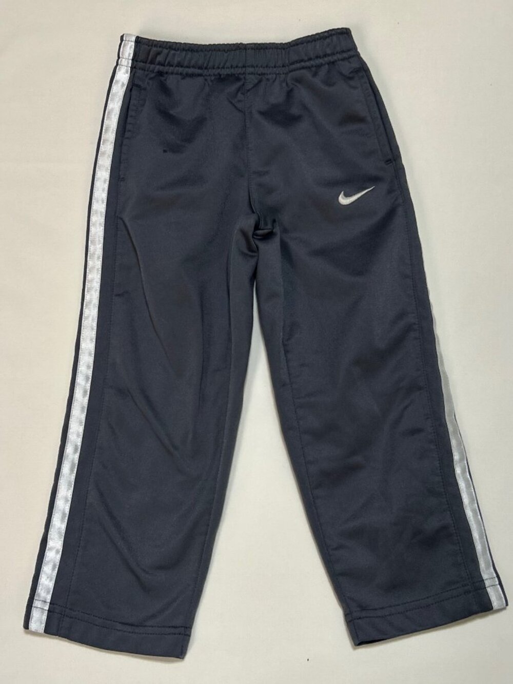 Nike Sweatpants 3T; Dark Gray with White Stripe & Logo; Elastic Waisteband